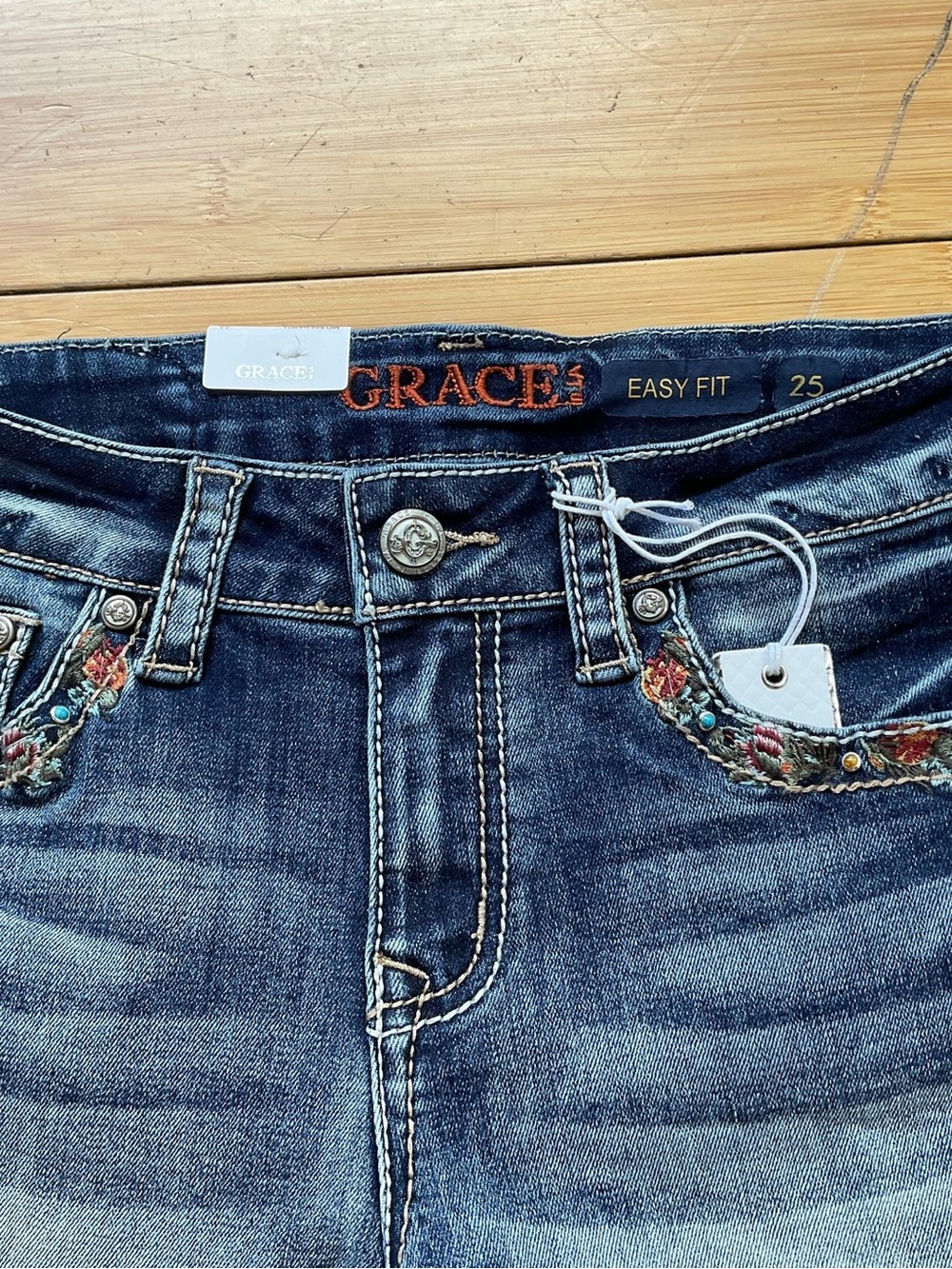 Grace Denim Stud and Butterfly Embroidered Short - Picture 6 of 6